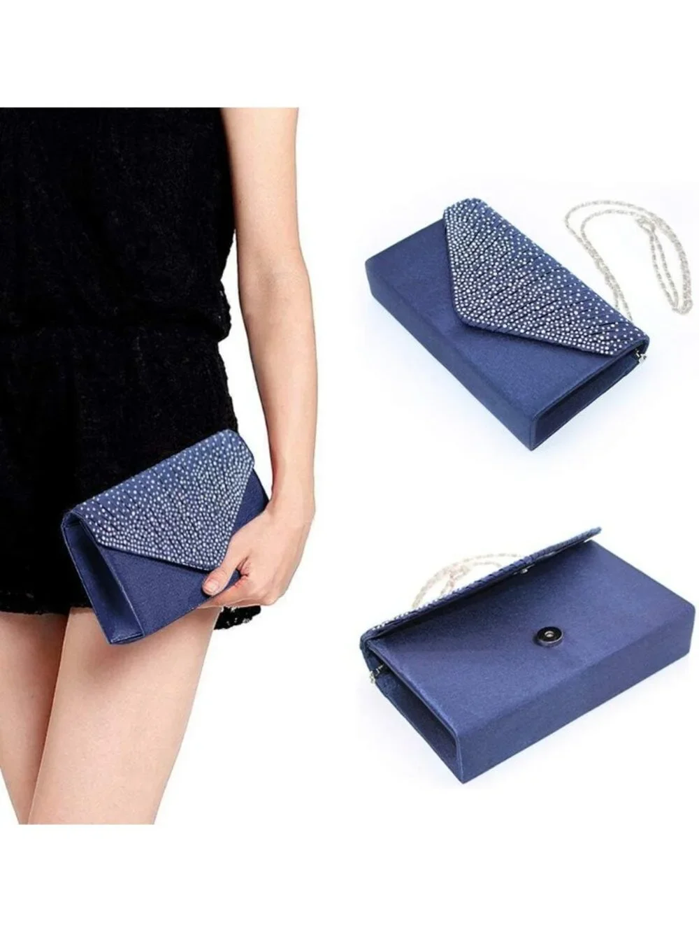 〽️ Women’s Navy Blue Clutch Purse Bridal Wedding Party Evening Shoulder Bag